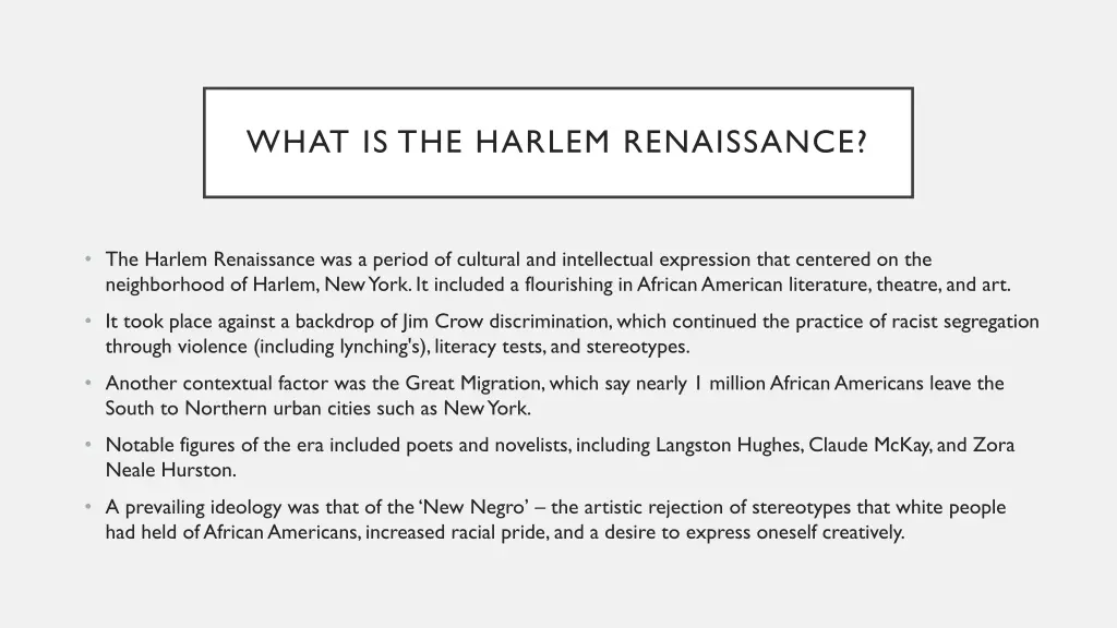 what is the harlem renaissance