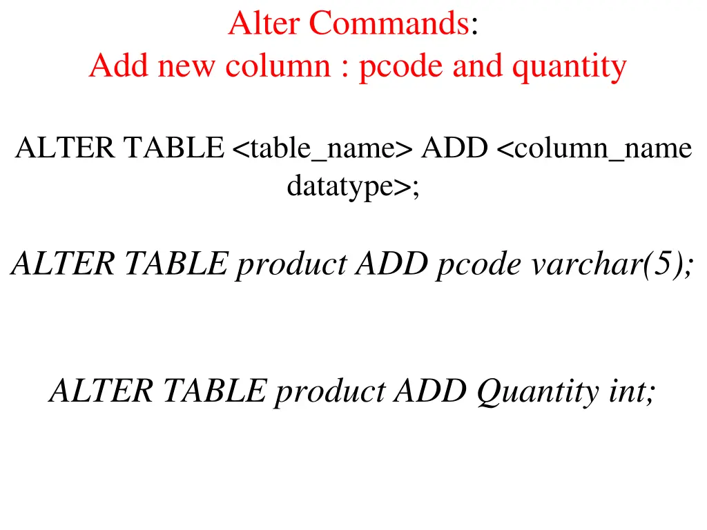 alter commands 1