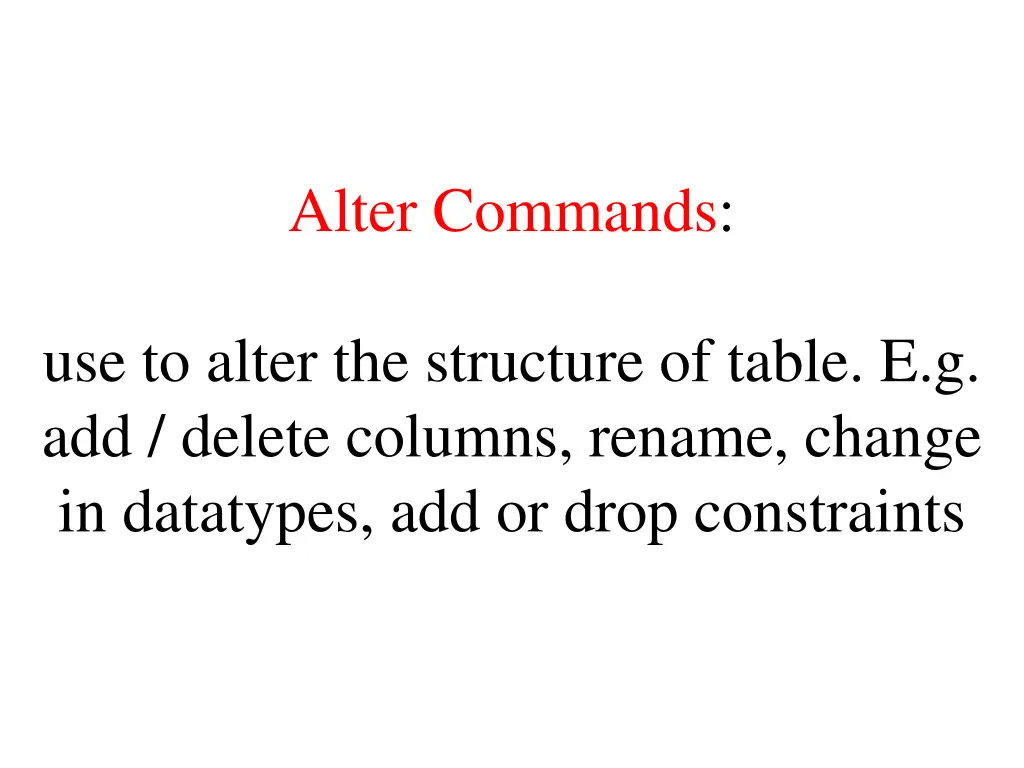 alter commands