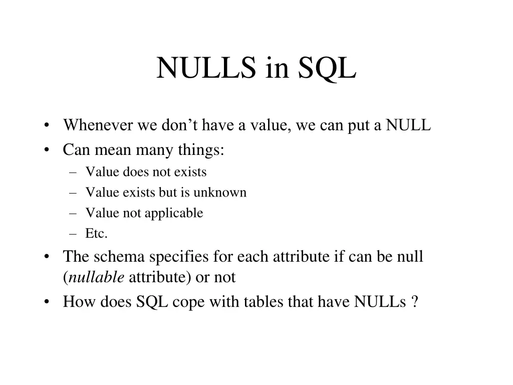 nulls in sql