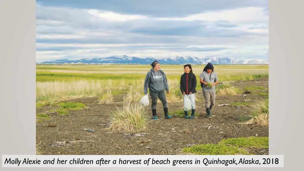 molly alexie and her children after a harvest