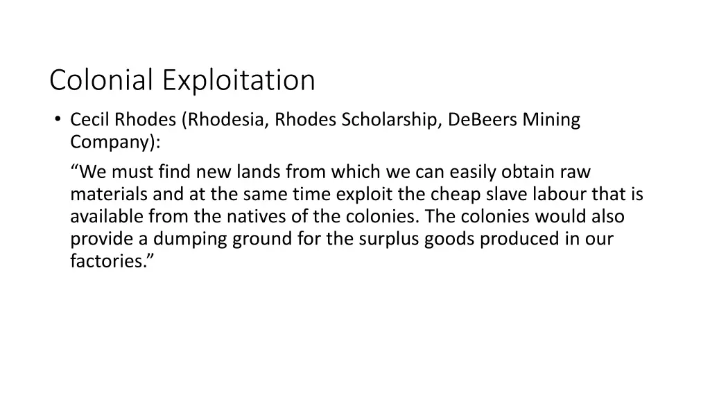 colonial exploitation cecil rhodes rhodesia