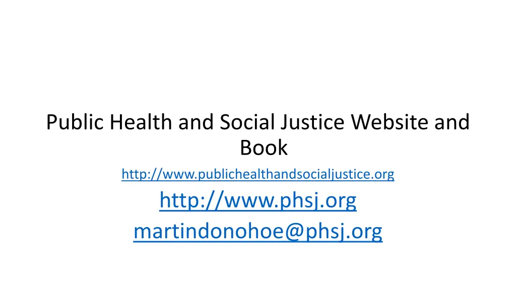 public health and social justice website and book