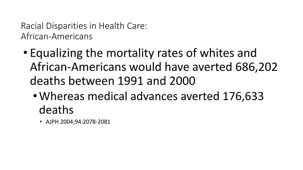 racial disparities in health care african