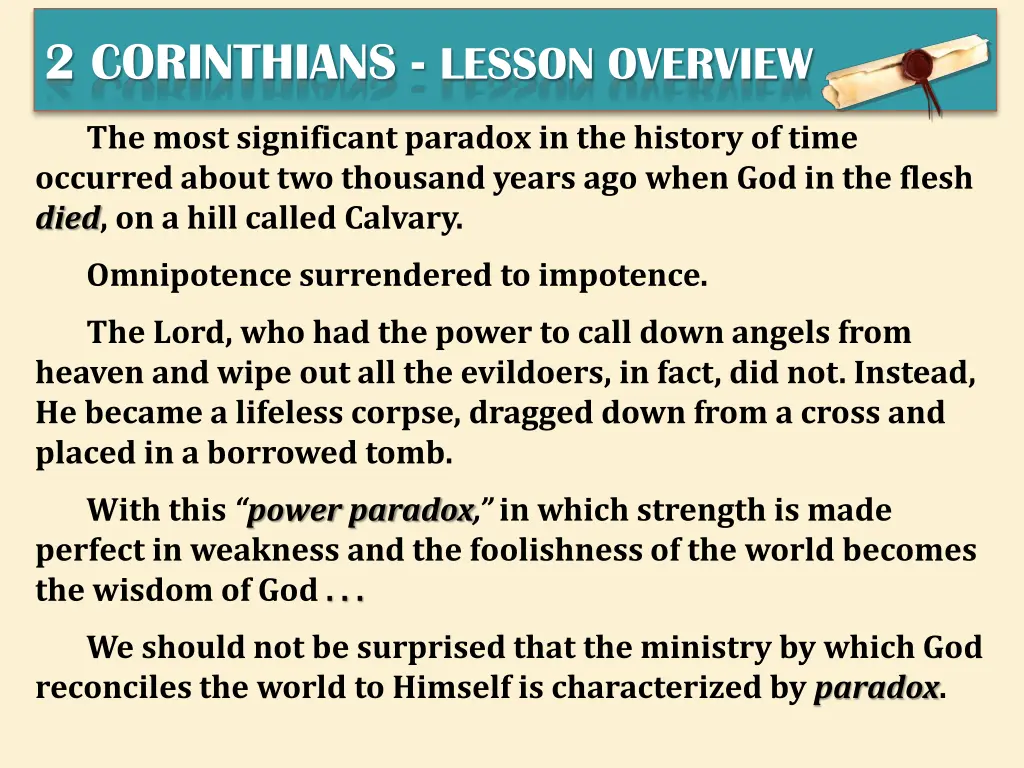 2 corinthians lesson overview 2