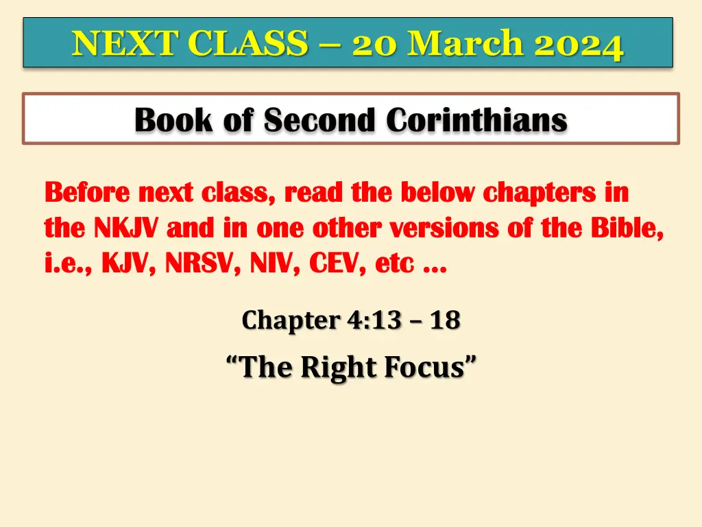 next class 20 march 2024