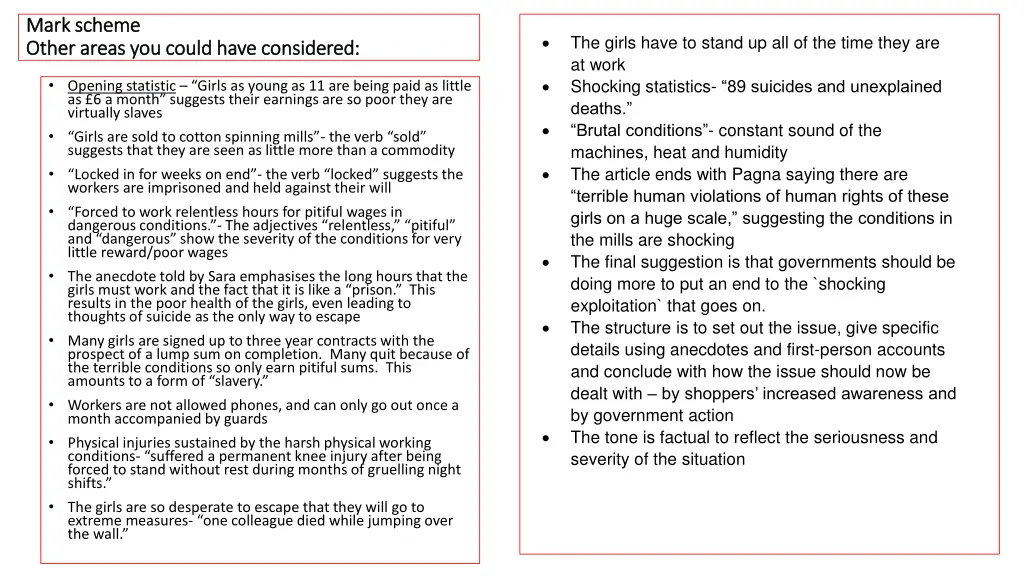 mark scheme mark scheme other areas you could