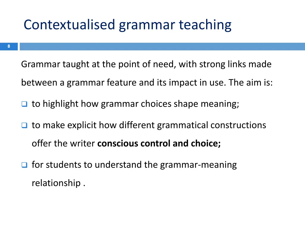 contextualised grammar teaching