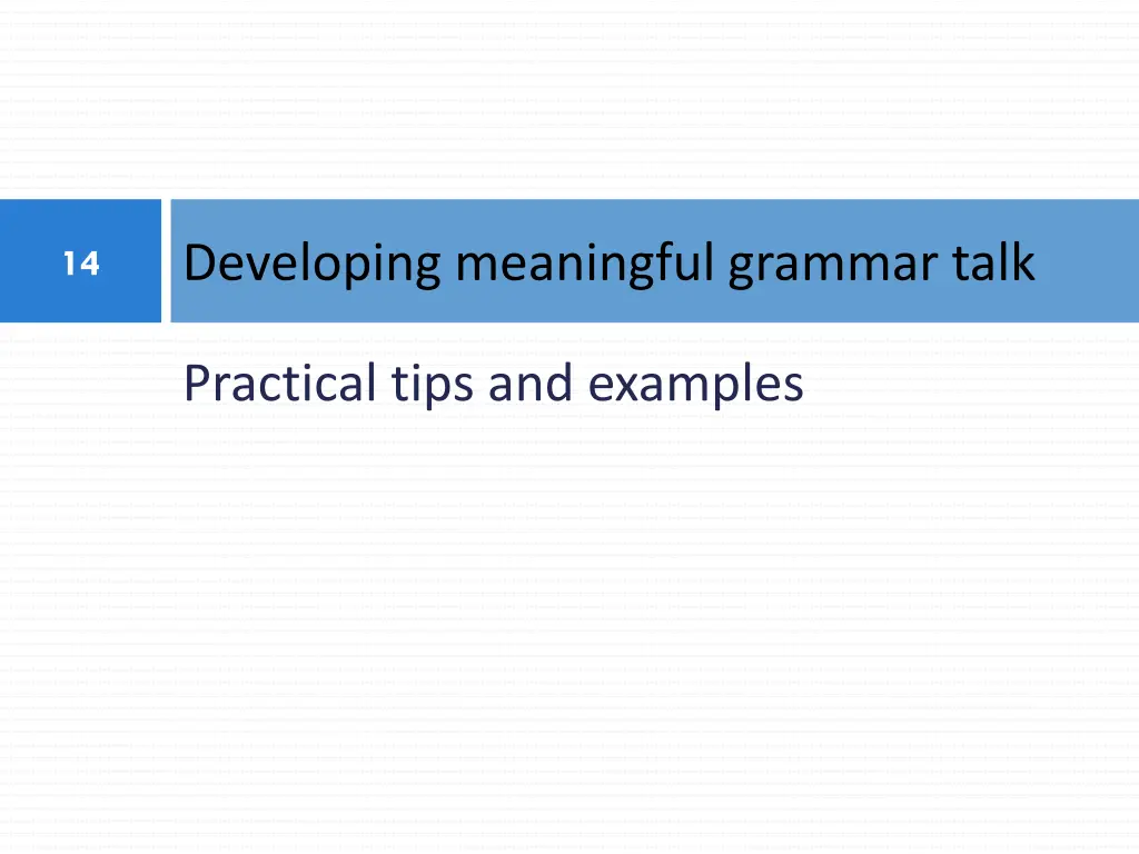 developing meaningful grammar talk