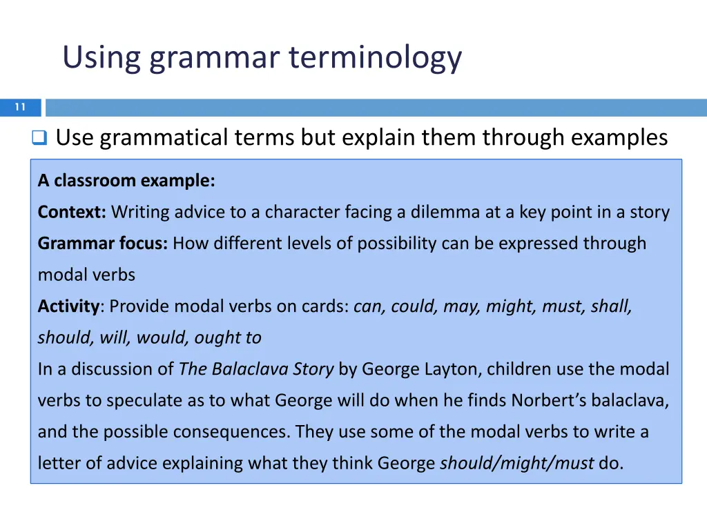 using grammar terminology