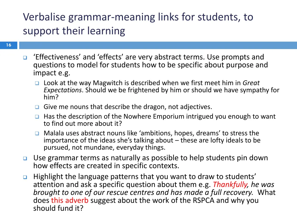 verbalise grammar meaning links for students 1