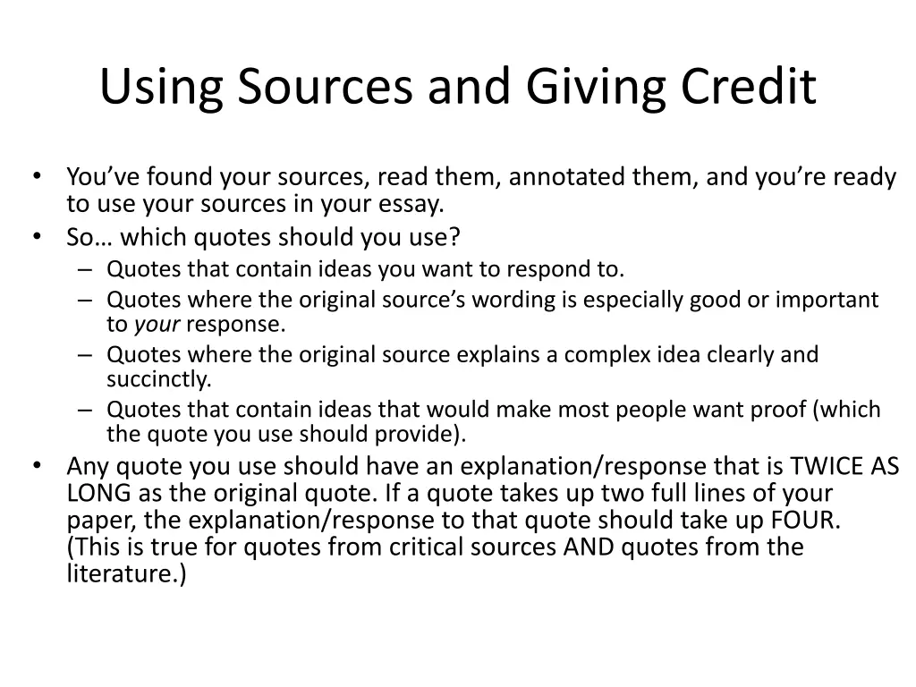 using sources and giving credit