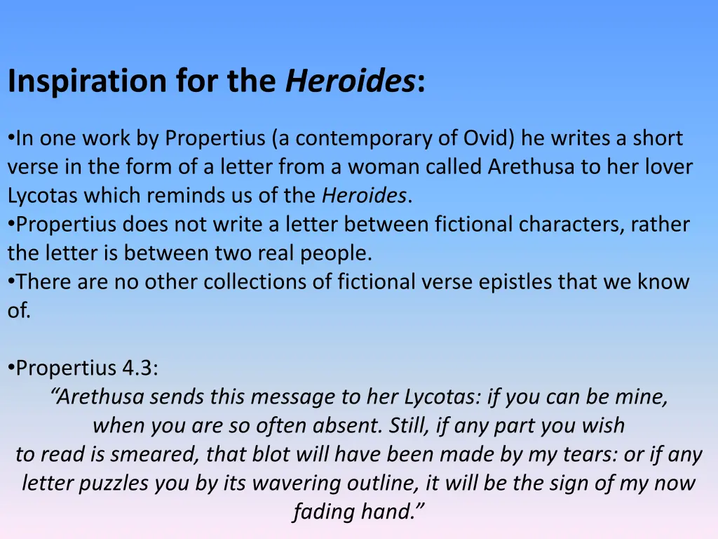 inspiration for the heroides