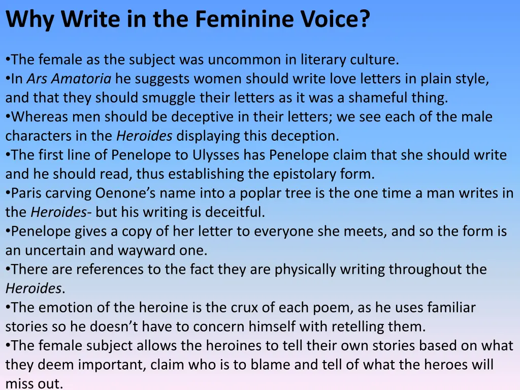 why write in the feminine voice