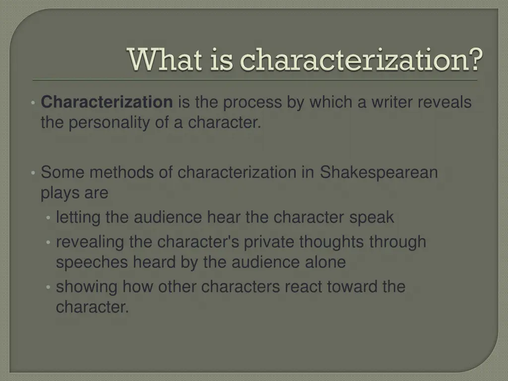 characterization is the process by which a writer