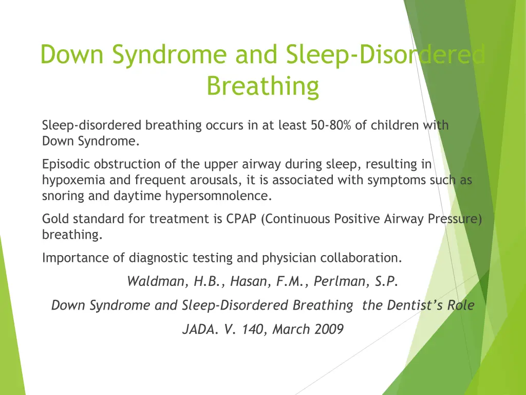 down syndrome and sleep disordered breathing