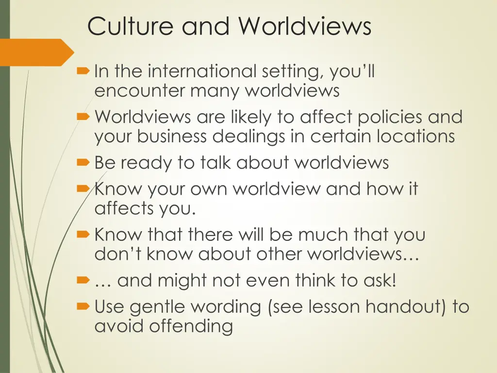 culture and worldviews