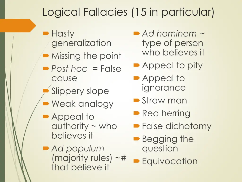 logical fallacies 15 in particular