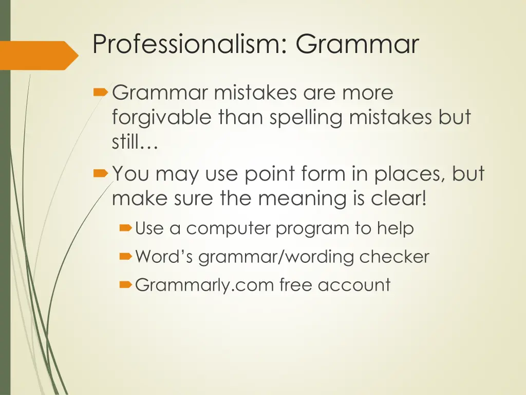 professionalism grammar