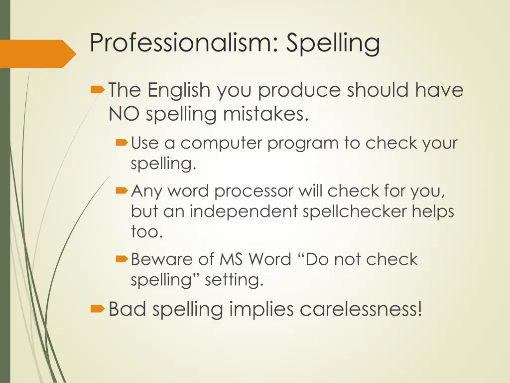 professionalism spelling