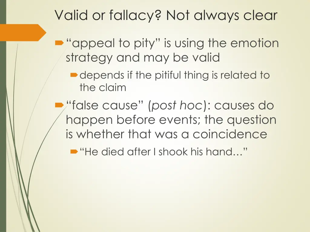 valid or fallacy not always clear