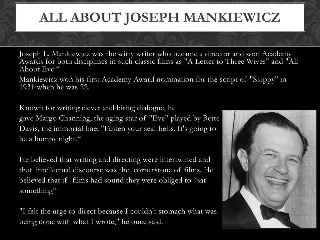 all about joseph mankiewicz