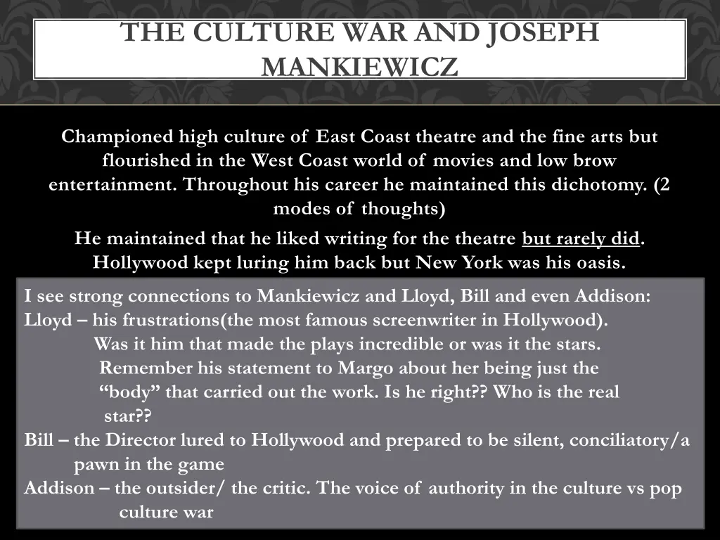 the culture war and joseph mankiewicz