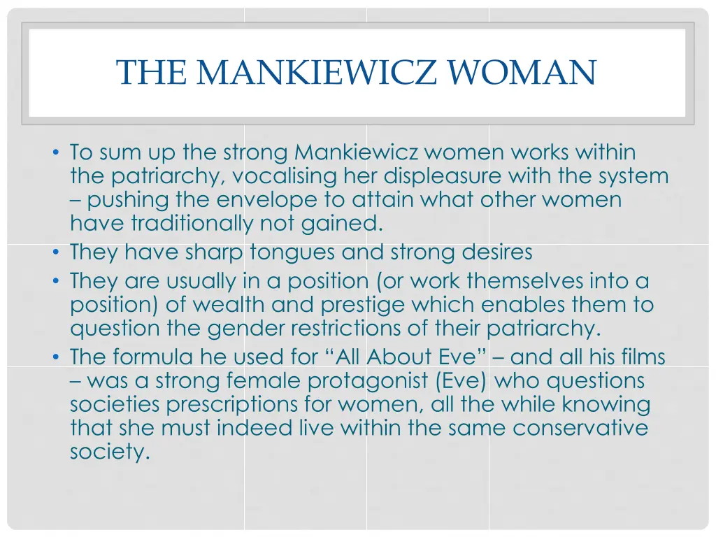 the mankiewicz woman 1