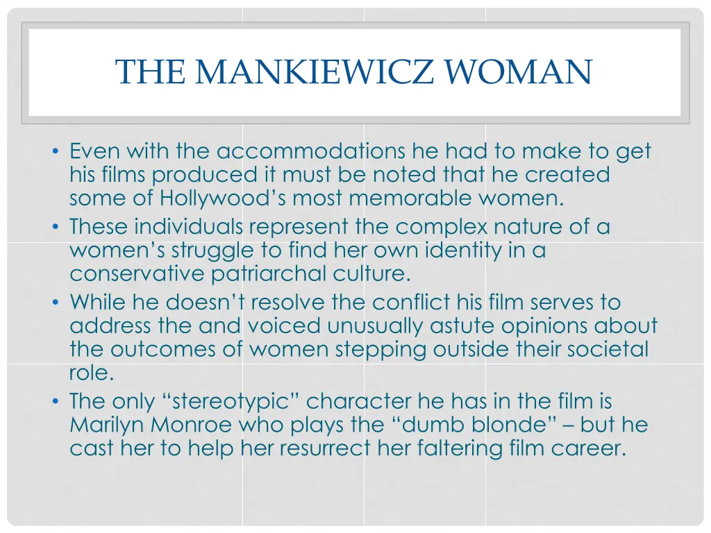 the mankiewicz woman