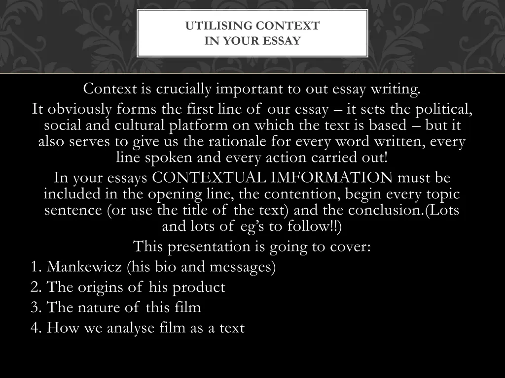 utilising context in your essay