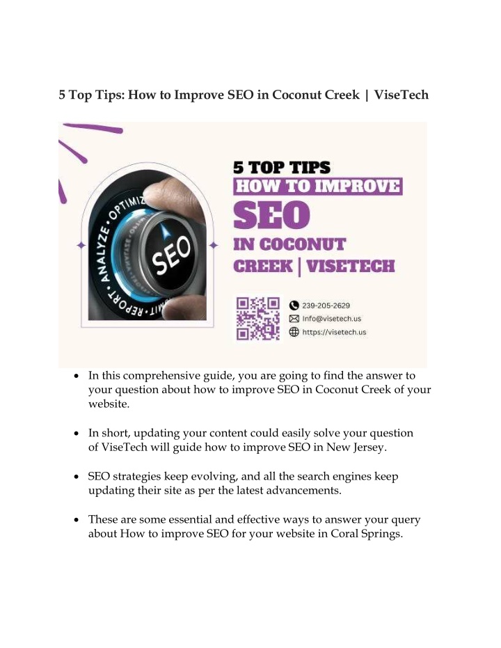 5 top tips how to improve seo in coconut creek