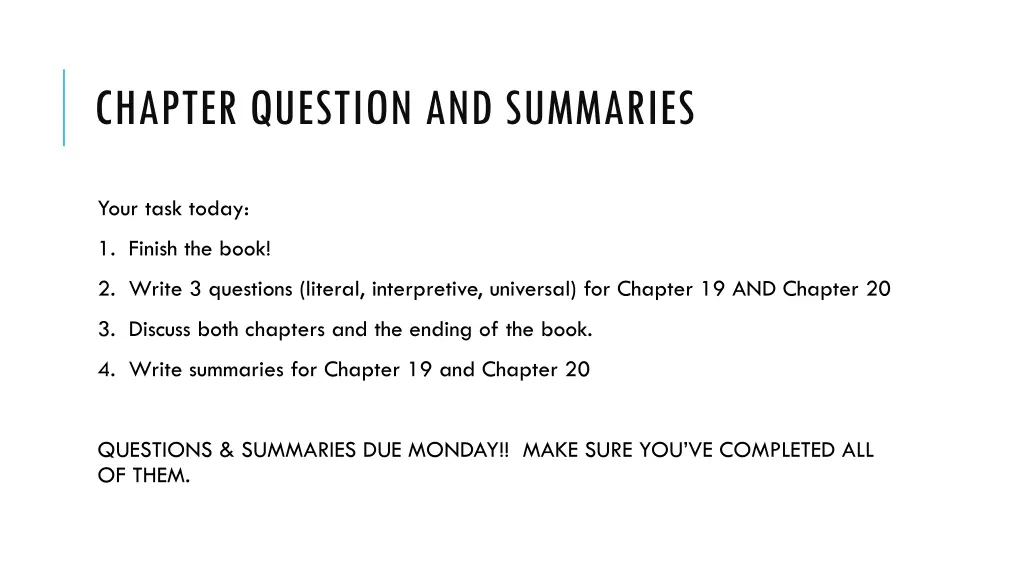 chapter question and summaries