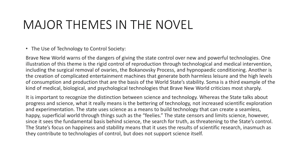 major themes in the novel