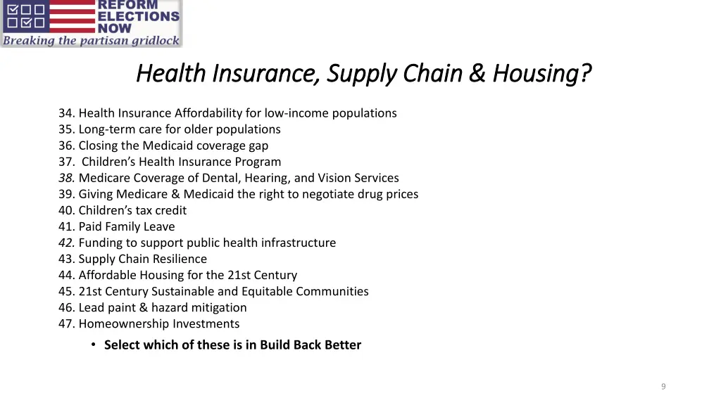 health insurance supply chain housing health