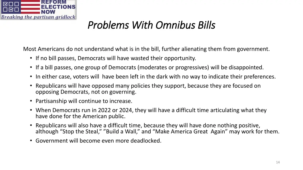 problems with omnibus bills problems with omnibus