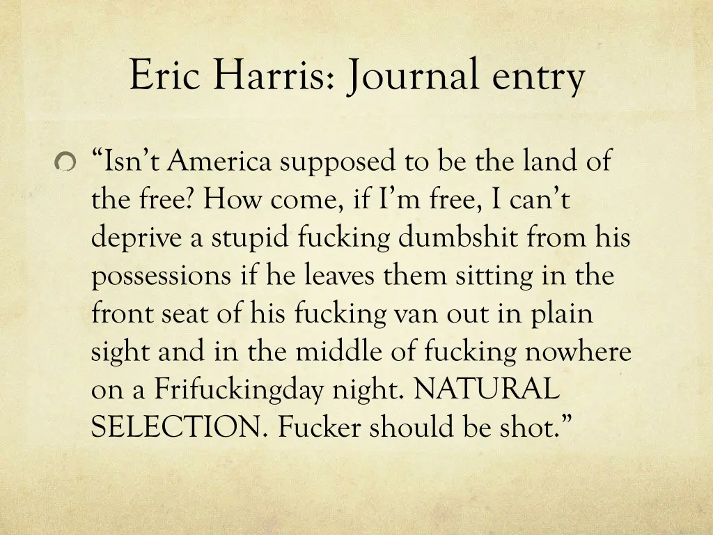 eric harris journal entry