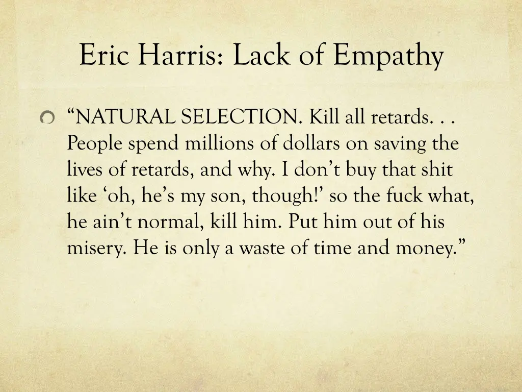 eric harris lack of empathy