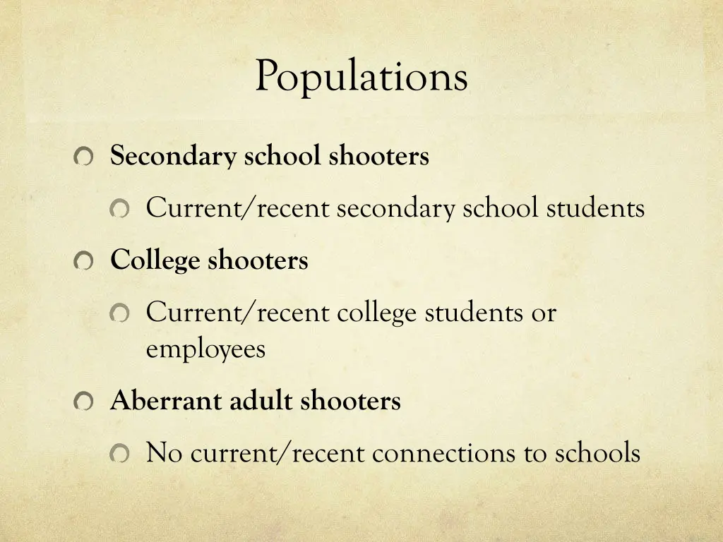 populations