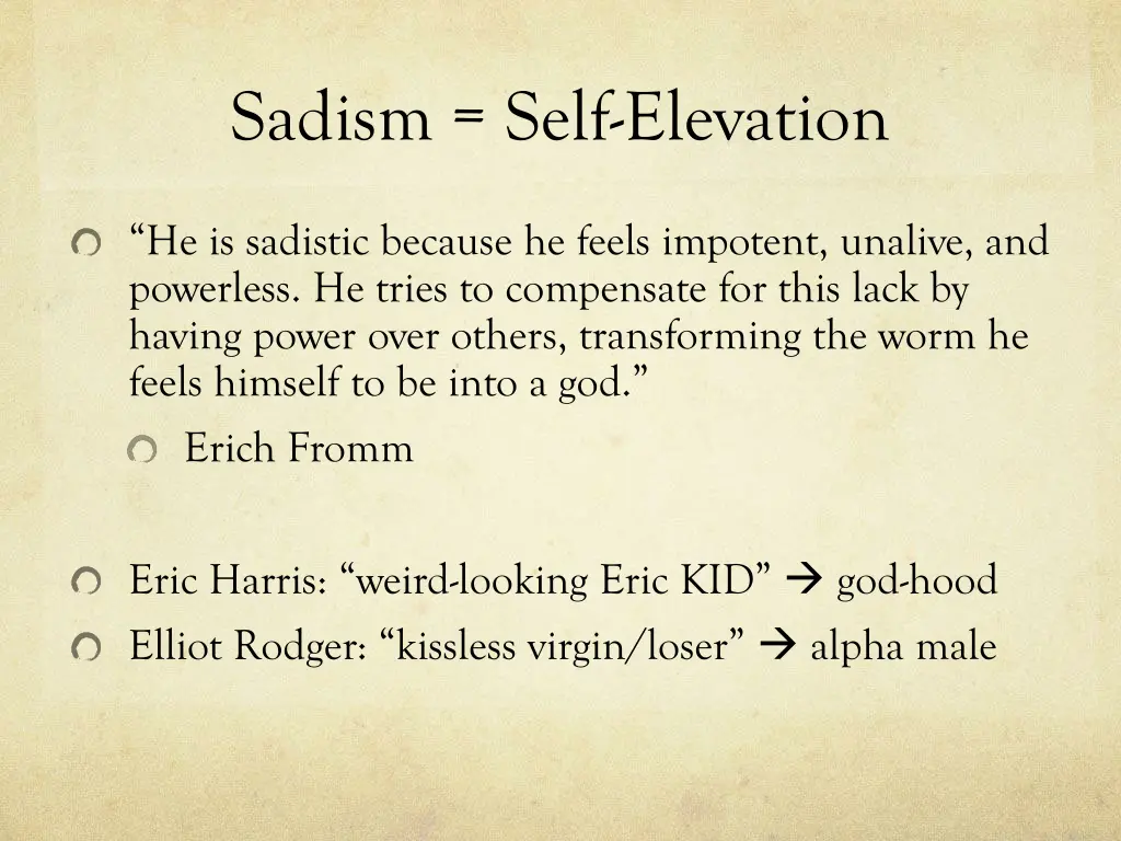 sadism self elevation