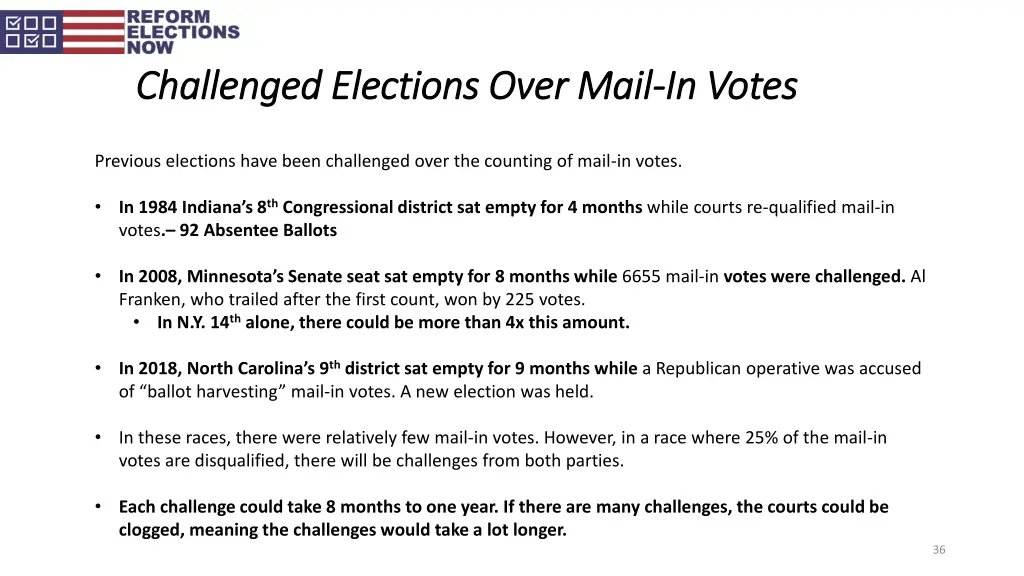 challenged elections over mail challenged