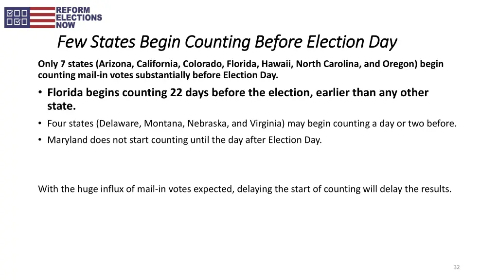 few states begin counting before election