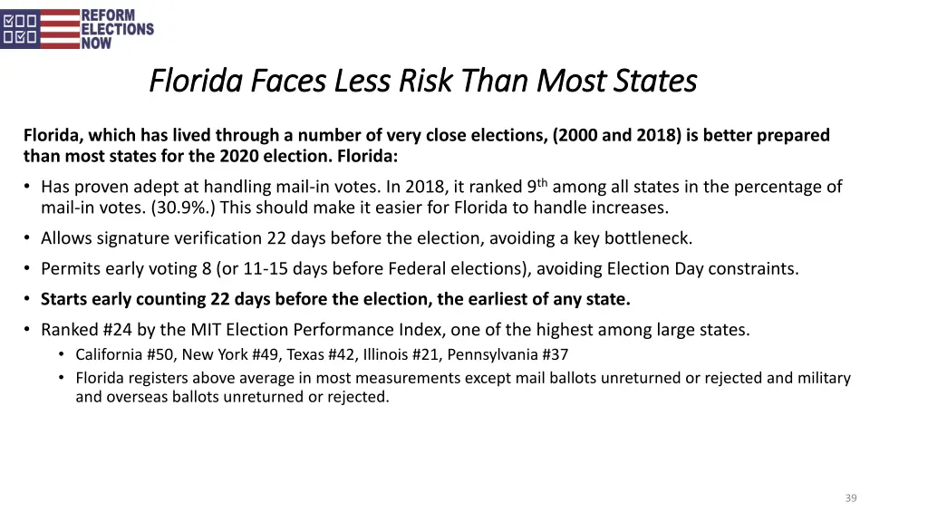 florida faces less risk than most states florida