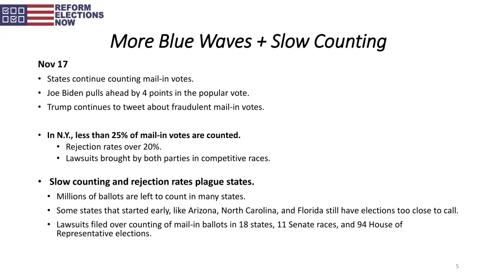 more blue waves slow counting more blue waves