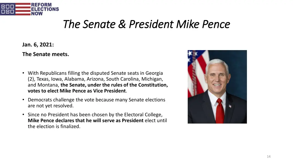 the senate president mike pence the senate