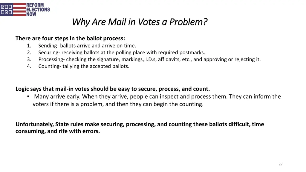 why are mail in votes a problem why are mail