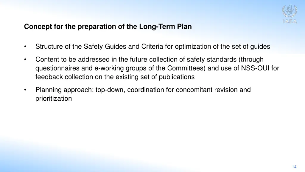 concept for the preparation of the long term plan 1