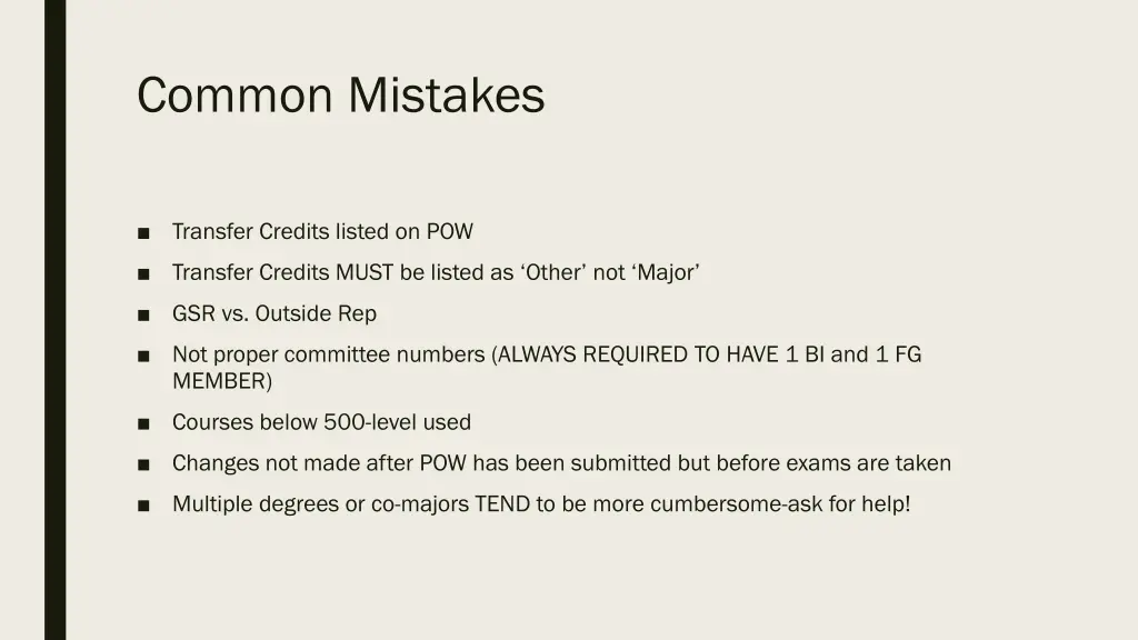 common mistakes