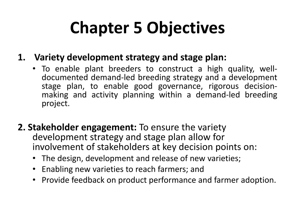 chapter 5 objectives