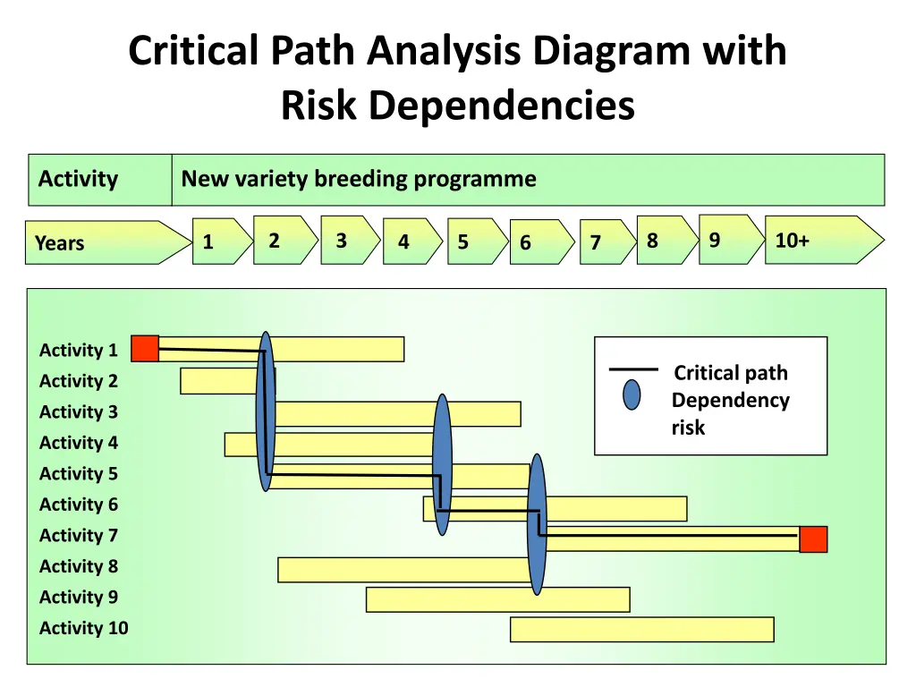 critical path analysis diagram with risk