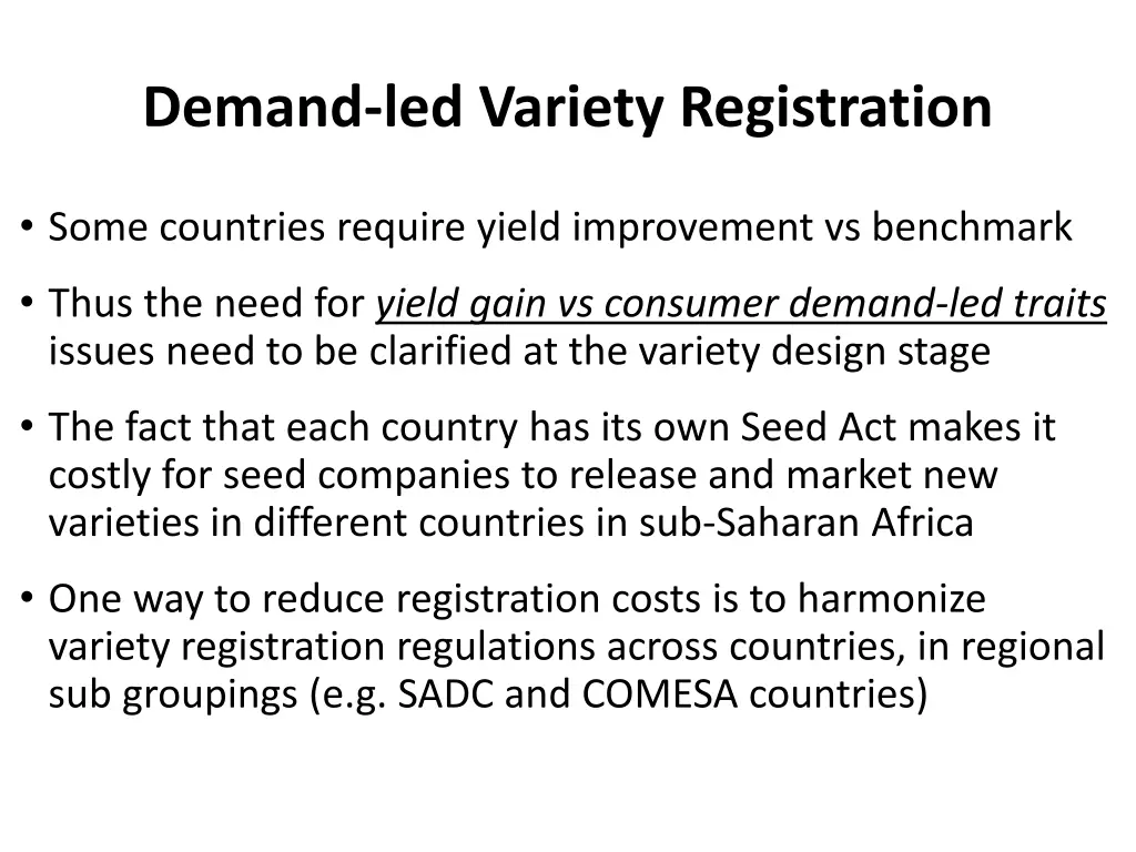 demand led variety registration 2